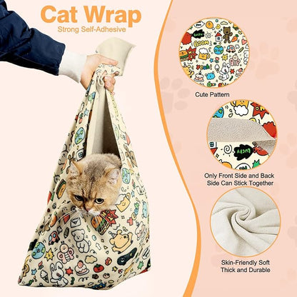 21.7" Grooming Wrap Cat Wrap for Cutting Nails Cat Restraint for Nail Clipping Cat Swaddle Wrap Cat Burrito Wrap M(Within 6lbs) Anti-Scratch Anti-Escape Multifunctional Pet Tool