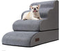 4-Step Dog Stairs and Ramp for Beds or Couches – Non-Slip Sturdy Pet Steps for Small Dogs and Cats,21" H,Grey