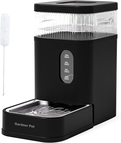Gardner Pet Automatic Dog Water Dispenser Gravity Waterer with Stainless Steel Bowl Water Dispenser 8.5L Large Capacity Water Feeder for Dogs Cats Pets, BPA-Free Noise-Free (Black, 8.5L)