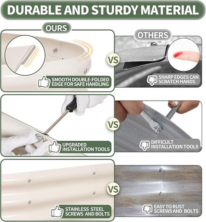 1MORE Galvanized Raised Garden Bed- Planter Garden Boxes Outdoor, Raised Beds for Gardening, 4x2x1ft Metal Garden Bed Kit for Vegetables Flower, Planter Raised Beds with Tools.White-2pack