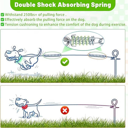 Dog Tie Out Cable 10/15/20/25/30FT Dog Run Cable Rosy Pink/Blue/Purple/Silver/Red/Green/YellowTie Out Cable for Large Dogs Heavy Duty for Outside Hold Large Dogs Up to 250LBS