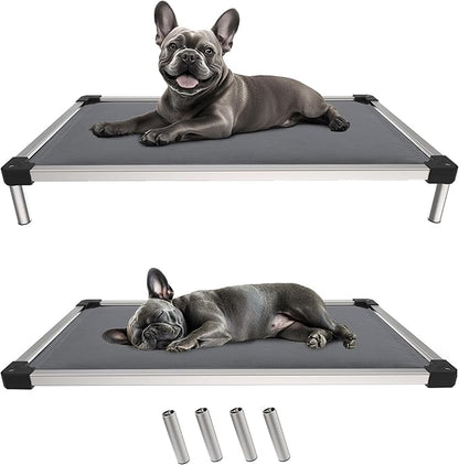 FXW TitanNest Chew-Proof Elevated Dog Bed, Raised Cot for Indoor/Outdoor/Camping Use, Durable & Washable Padded Pet Bed for Extra-Small Dogs, 29.0" L x 18.0" W x 4.5" H, Gray