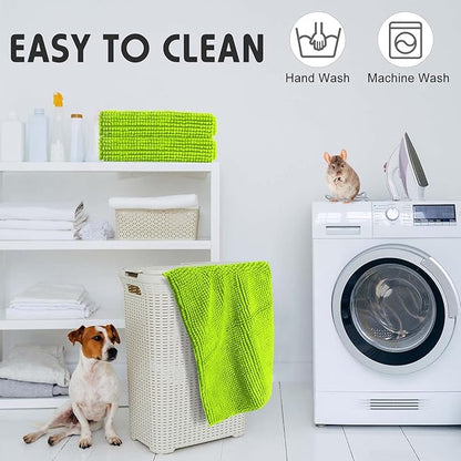 Amylove 4 Pcs Guinea Pig Cage Liner Guinea Pig Bedding Washable Fleece Pee Pads Reusable Small Animals Training Mat Small Animal Sleeping Bed for Bunny Hamster(Green,16 x 24 Inch)