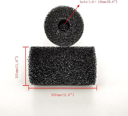 6X Pre-Filter Sponge for Aquarium Shrimp Fry Fish Tank Filter Pump Prefilter Sponge Replacement Foam Cover 2.4 X 1.4 Inch with 0.4" Hole Diameter