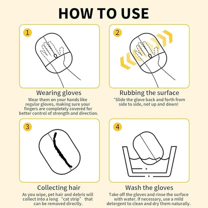 3pcs Pet Hair Removal Glove for Cats & Dogs, 2025 New Upgrade Efficient Grooming Gloves for Pet Hair, Reusable Cat Dog Electrostatic Hair Remover Grooming Glove Tool