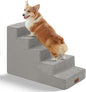 GGIB Dog Stairs for Small Dogs Cats Non-Slip Dog Steps for High Bed Pet Stairs for Sofa Couch Pet Ramp Pet Steps with Removable Washable Cover, Light Grey, 22" H, 5-Step