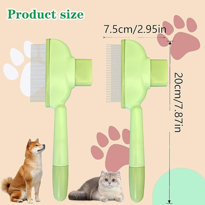 Flea Comb for Dogs and Cats with Release Button Fine Tooth Dog Comb for Grooming Massaging and Cleaning Remove Fleas Eggs Pet Hair Removal for Short and Long Hair 2 Pack