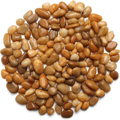 5 Lbs River Rocks for Plants,0.8-1.5 Inch Decorative Ornamental Pebbels, High Polished Stones for Garden Landscaping, Smooth Gravel Filler for Outdoor Plants, Succulents, Fish Tank and Vases, Yellow