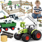 46Pcs Farm Toys, Tractor Toy w/Lights & Sound, Farm Animals Toys for 3 4 5 6 7 8+ Year Old Toddler Girls Boys Kid, Figures Farmer Vehicle Truck Fence Farm Playset Educational Learning Toys