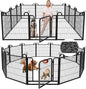 Dog Playpen Outdoor 12 Panels Heavy Duty Dog Fence 32" Height Anti-Rust with Doors Portable for RV Camping Yard, Total 27FT, 58 Sq.ft, Snowy Black