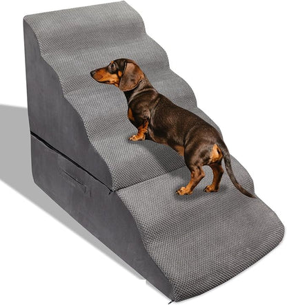 Dog Stairs&Steps for 30 Inches High Bed Up to 30-36 Inch Tall, Pet Cat Ramp Ladder for Small Dogs, Doggie, Old Cats, Kitty, Small Animals Grey