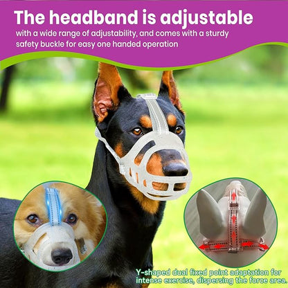 Glow-in-The-Dark Dog Muzzle, Basket Muzzle for Small Medium Large Dogs,Anti-Biting Chewing, Lightweight Cage Design,Allows Drinking & Panting,for Grooming & Training (Transparent Size L)