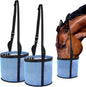 2 Pcs Horses Feed Horse Bag for Grain Hay Bags Heavy Duty Mesh Horse Feeder with Adjustable Strap Comfort Neck Pad Nose Pad and Waterproof Bottom Muzzle(Blue)