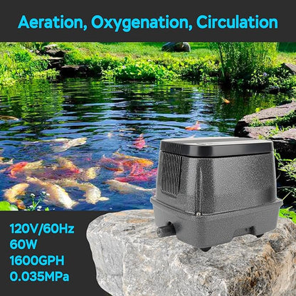 AquaMiracle Linear Air Pump, 635/950/1600/4000GPH Pond Bubbler Septic Air Pump, Energy-Efficient Pond Aerator for Outdoor Ponds, Aquariums, Hydroponics, Waste Treatment