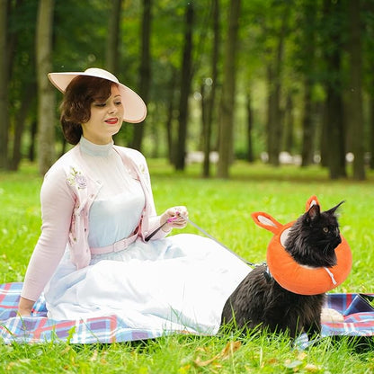 Adjustable Cat Collar Soft to Stop Licking After Surgery for Kitten, Alternative to Cone of Shame, Donut Cone for Cats, Pet Elizabethan Collar (Rabbit, Small)