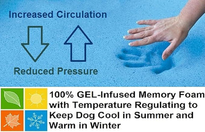 Dogbed4less Extra Large Orthopedic Memory Foam Dog Bed for Large Dogs with Durable Waterproof Internal Case, Removable Washable Denim Cover and Bonus Pet Bed Cover, 47X29X4 Fits 48X30 Dog Crate, Blue