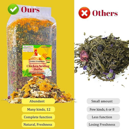21 oz Chicken Nesting Herbs Flowers - 1.3lb Poultry Blend Herbs 12 Premium Nesting Box Herbs for Chicken Coop Refresher Boost Egg Laying Hens Herb Supplement for Backyard