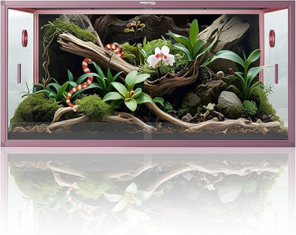 120 Gallon Reptile Terrarium, 48" x 24" x 24" Reptile Enclosure with Sliding Door Top Screen Ventilation,Blue Tongue Skink Tank for Easy Maintenance