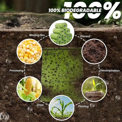 Dog Poop Bags Rolls-600 Counts, 40Rolls, Biodegradable Poop Bags Made of Cornstarch, 100% Leak Proof and Easy to Open (Green)