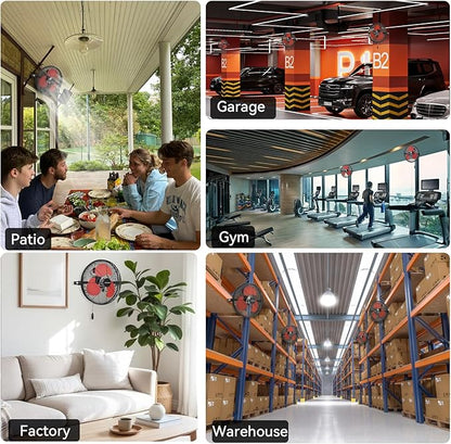 12 Inch Wall Fan Pro Series - Indoor High Velocity Wall Mount Fan for Commercial, Residential, Warehouse, Covered Patio, Shop, Garage, Barn, Gazebo 3 Speed 2800 CFM UL Safety Listed