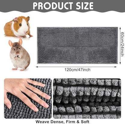 Amylove 4 Pcs Guinea Pig Cage Liner Guinea Pig Bedding Washable Fleece Pee Pads Reusable Small Animals Training Mat Small Animal Sleeping Bed for Bunny Hamster(Dark Gray,47 x 24 Inch)