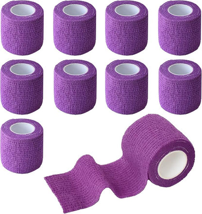 9 Pack 2" x 5 Yards Self Adhesive Bandage Wrap Self Stick Wrap for Ankle, Wrist, Finger, Sports, Breathable Cohesive Vet Tape for Pets (Purple)