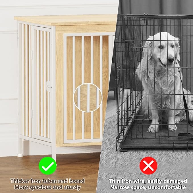 EasyCom 63" Dog Cage Furniture for 2 Pets with Divider, XL Wooden Double Dog Crate Furniture TV Stand for Mideum Breed, Durable and Sturdy