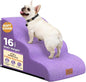 Dog Ramp and Stair for Bed 16" H-20 H,3-Step Cat Stair for Sofa and Chair,4-Step Dog Ramp for High Bed and Window,Durable Nonslip Fabric Stair for Indoor (Purple-16 H, Pet Friendly, 3)
