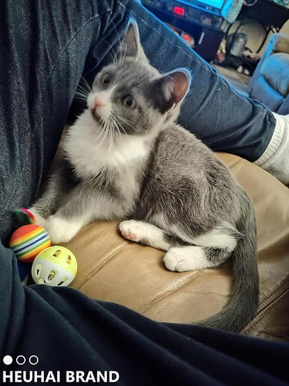 10-Pack Colorful Cat Toy Balls with Bells for Indoor Cats and Kittens (1.5'' - 2.3'', Cat Toys Mega Set)