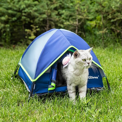 GDanes Blue Cat Tent, Large Cave Bed for Indoor Cats and Small Dogs with Soft Pad - 22" x 22" x 16"