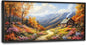 Framed Large Autumn Mountain Wall Art for Living Room, Oversized Wildflower Tree Wall Decor Nature Landscape Canvas Painting Modern Artwork Home Decoration for Living Room Bedroom 60"x30"