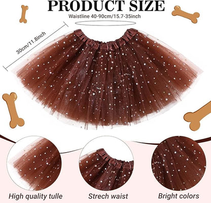 6 Pcs Puppy Costume for Women Include Dog Ears Headband,Bow Tie Tail Nose Paw Gloves and Tutu Skirt for Halloween