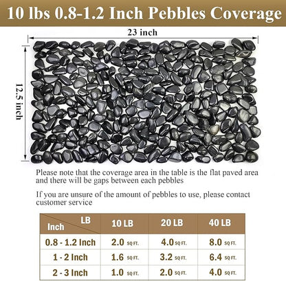 2lbs Black Pebbles for Indoor Plants, Polished Black River Rocks for Potted Plants Vase Aquarium Landscaping and Outdoor Garden Decorative Black Stones