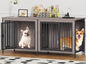 EasyCom 63" Dog Cage Furniture for 2 Pets with Divider, XL Wooden Double Dog Crate Furniture TV Stand for Mideum Breed, Durable and Sturdy