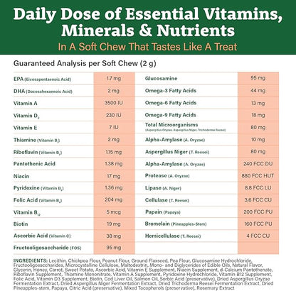 Doggie Dailies 5 in 1 Multivitamin for Dogs, Dog Multivitamin for Skin and Coat Health, Joint Health, Improved Digestion, Antioxidants, Support a Healthy Immune System (Peanut Butter) 225 Soft Chews