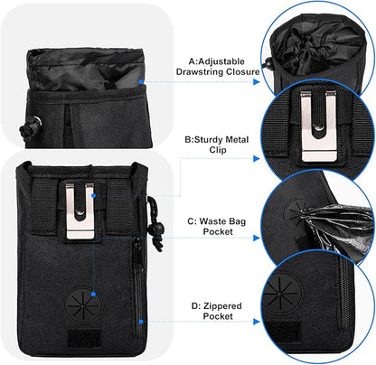 Dog Travel Bag, Airline Approved Pet Travel Bag with 2 Dog Treat Training Pouches for Weekend Pet Travel Supplies & Accessories, Black