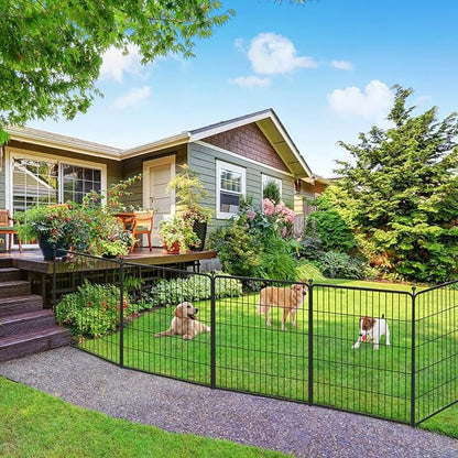 Dog Playpen 40 inch 24 Panels Indoor Outdoor Dog Pen for Large/Medium/Small Dogs Heavy Duty Metal Dog Fence Outdoor for Yard, Puppy Playpen with Door Portable Pet Fence for RV Camping Yard