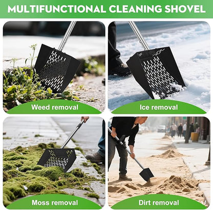 2-in-1 Chicken Poop Scooper & Rake - Adjustable Chicken Coop Scoop with Handle（39、53、67 in），Stainless Steel Shovel Head- Litter Scooper Sand & Sifting Shovel for Chicken Coops