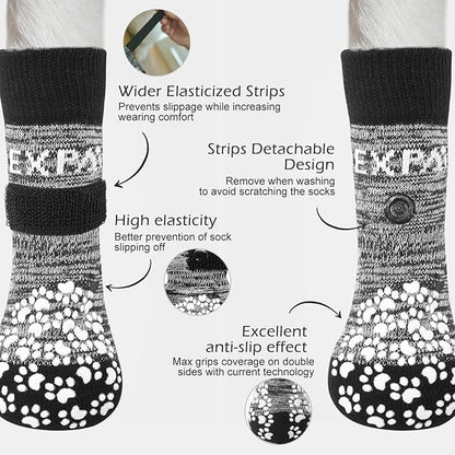 EXPAWLORER Anti Slip Dog Socks to Prevent Licking Paws, Dog Shoes for Hot Pavement, Dog Booties for Small Medium Large Senior Dogs, Traction Control Dog Boots & Paw Protectors for Hardwood Floors