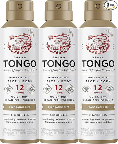 Fragrance Free Insect Repellent, 12-Hour Mosquito & Tick Protection, Picaridin-Based, Water-Based, Lightweight, Quick-Drying, DEET Alternative, Face & Body Use, 3 Pack