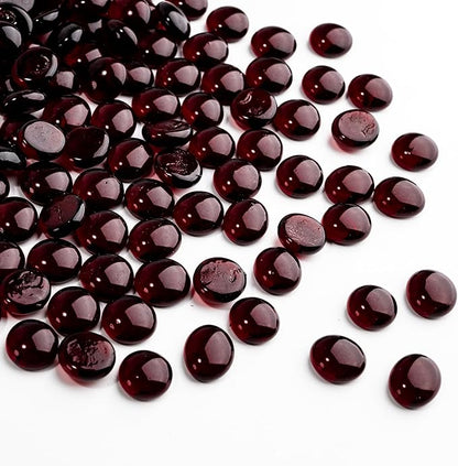 5 LB Dark Red Glass Marbles, Mini Flat Glass Beads for Vase Fillers, Floral Bottom Mancala Gems Pebbles Fish Tank Rocks for Table Aquarium,Home Decor Art Craft Supplies(0.5"~0.7")
