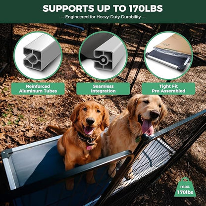 FXW TitanNest Chew-Proof Elevated Dog Bed, Raised Cot for Indoor/Outdoor/Camping Use, Durable & Washable Padded Pet Bed for Medium Dogs, 41.0" L x 27.0" W x 5.0" H, Gray