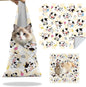 27.6" Cat Grooming Wrap, Self Adhesive Cat Wrap for Cutting Nails, Anti-Escape Calming Cat Swaddle Wrap for Medicine Ear Cleaning, Cartoon Cow Anti-Scratch Cats Burrito Restraint Blanket, Pet Tool