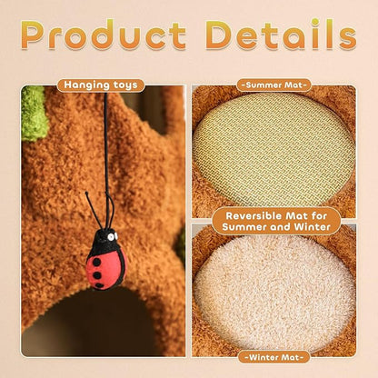 90.5'' Luxury Cat Tree with Scratching Pad, Wooden Cat Tower for Indoor Cats, Large Climber Tower, Tall Kitty Furniture, Multi-Level Condo for Multi-Cat Families