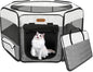 Dog Playpen, Portable Pet Play Pen Foldable Carrying Case, Puppy Pens Outsid for Small Cat Indoor/Outdoor, Removable Mesh Shade Cover