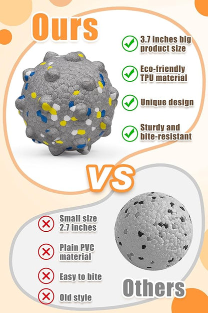 Dog Tennis Balls for Aggressive Chewers, Indestructible Durable Bouncy Interactive Toy for Dogs Fetch Game Lightweight Floating Outdoor Training(White+Grey Large)