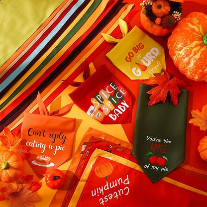 200 Pcs Fall Thanksgiving Dog Bandana Bulk with Sayings Pet Triangle Scarf Bibs Washable Puppy Kerchief Adjustable Grooming Supplies for Small Medium Large Dog Cat Costume Accessories