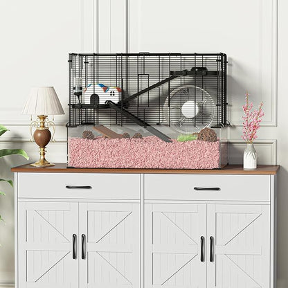 3-Tier Glass Hamster Tank, Large Hamster Cage Habitat with 11inch Big Running Wheel for Rat, Mouse, Gerbil, Syrian Hamster, 590 SQ INCHES