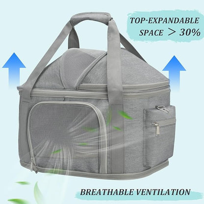 2-in-1 Stylish Dog Purse Carrier Soft-Sided Carriers Travel Tote Bag for Small Dogs Cats, Fashion Foldable Pet Bag for Puppies Small Animals with Pockets (Grey, 16.2" x 11.4" x 13")