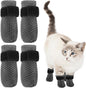 4Pcs Cat Shoes, 3.62×1.57 Inches Anti Scratch Cat Mittens, Breathable Mesh Nail Caps for Cats Claws, Adjustable Cats Claw Covers for Pet Bathing Feeding Cutting Nails(Gray)